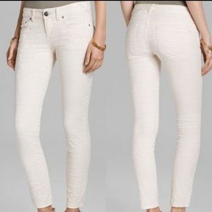 Free People white textured floral jeans